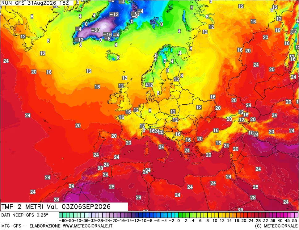 mappa Temp 2 metri