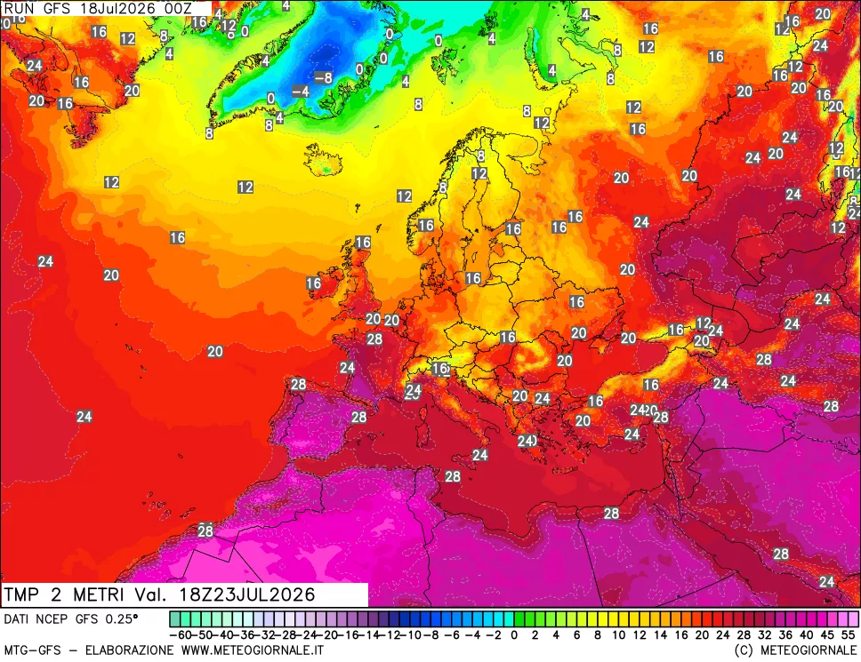 mappa Temp 2 metri