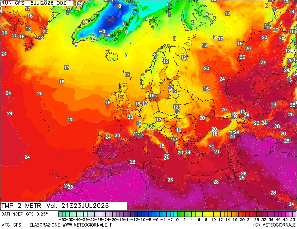 mappa Temp 2 metri