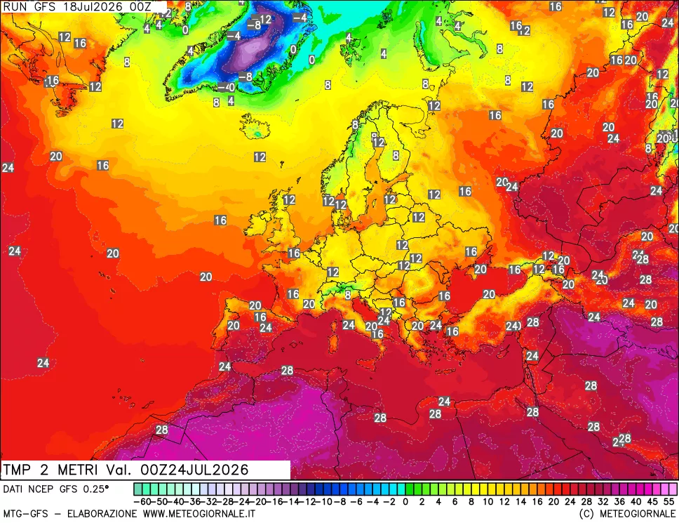 mappa Temp 2 metri