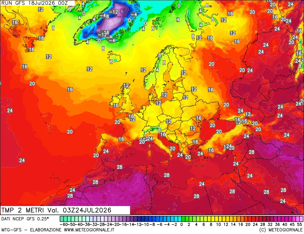 mappa Temp 2 metri