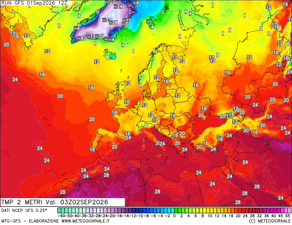 mappa Temp 2 metri