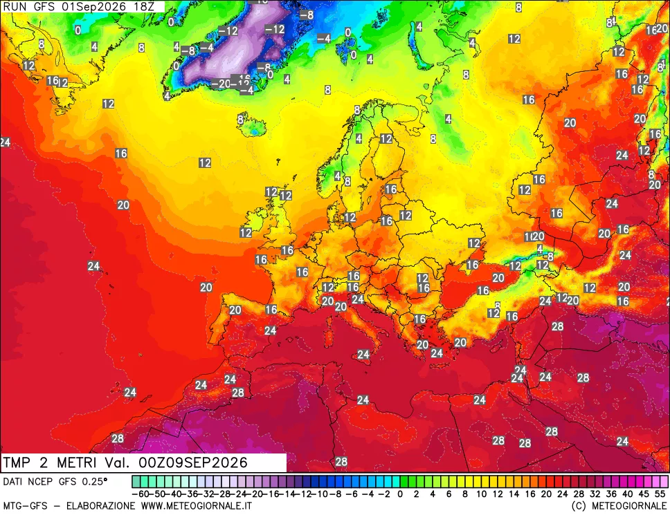 mappa Temp 2 metri