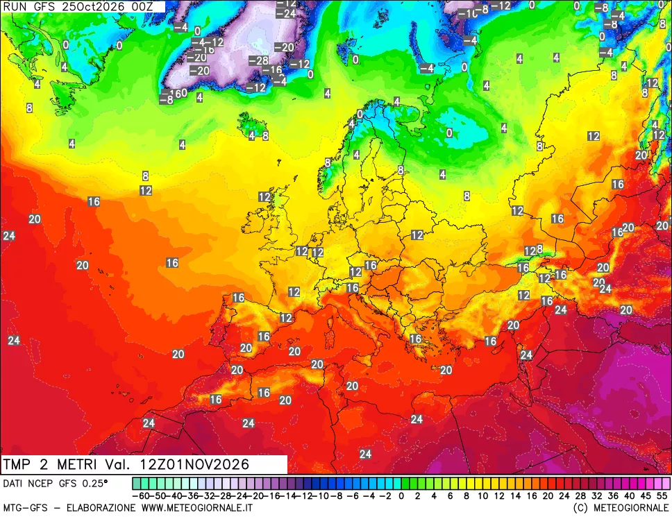 mappa Temp 2 metri