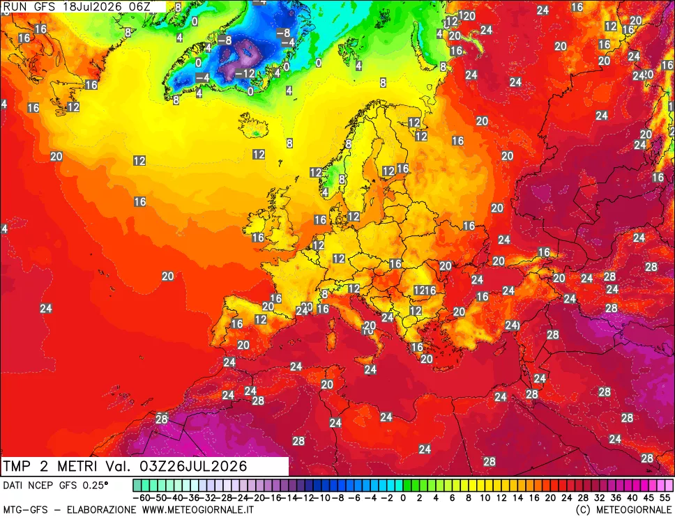 mappa Temp 2 metri