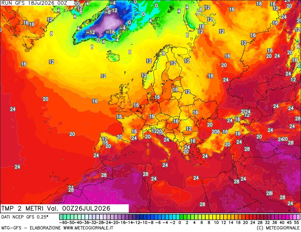 mappa Temp 2 metri