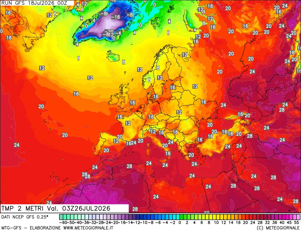 mappa Temp 2 metri