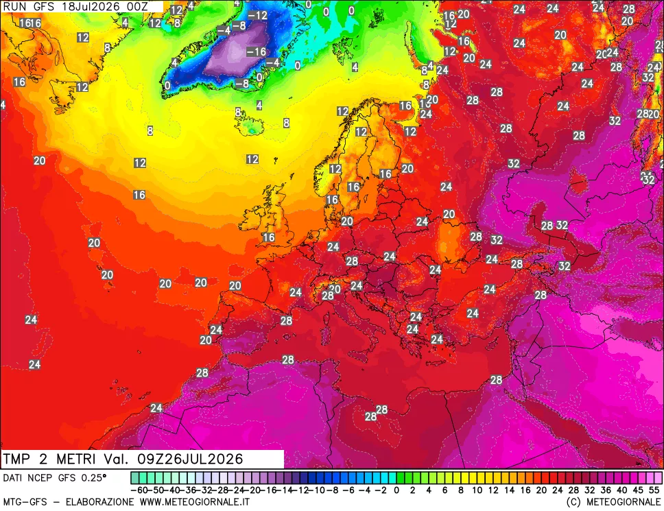 mappa Temp 2 metri