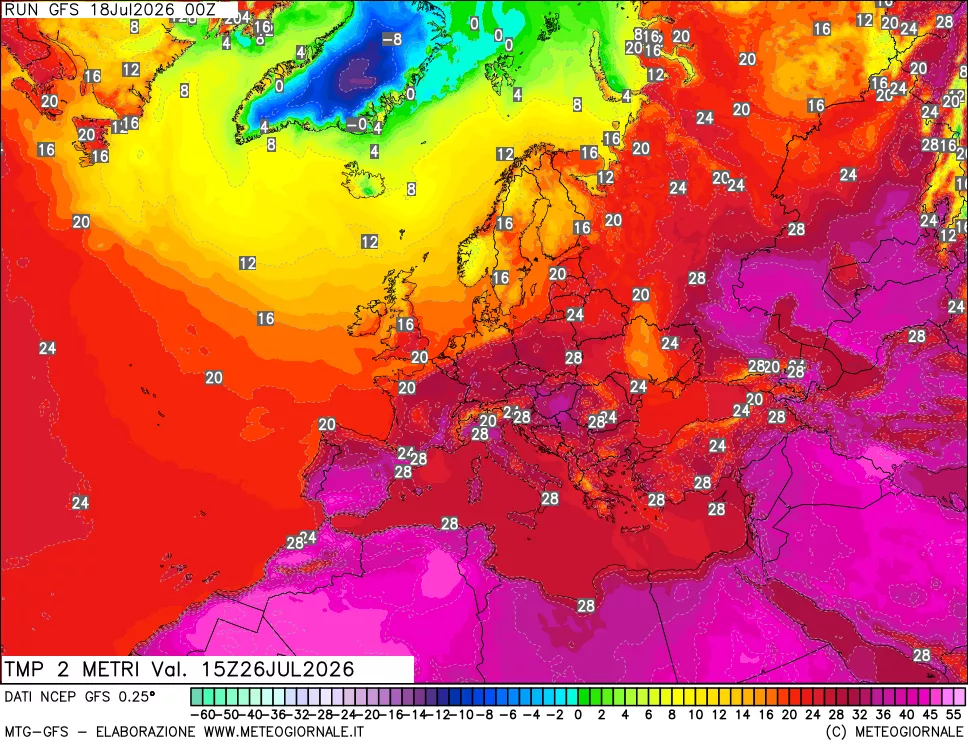 mappa Temp 2 metri