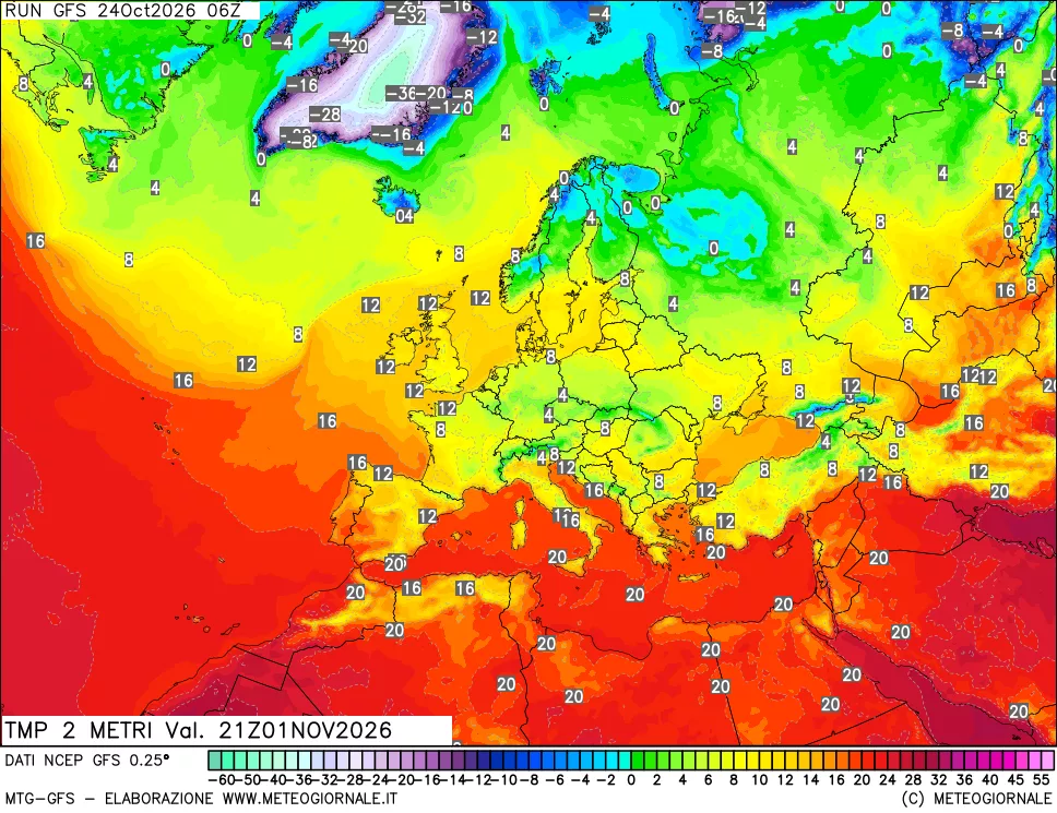 mappa Temp 2 metri
