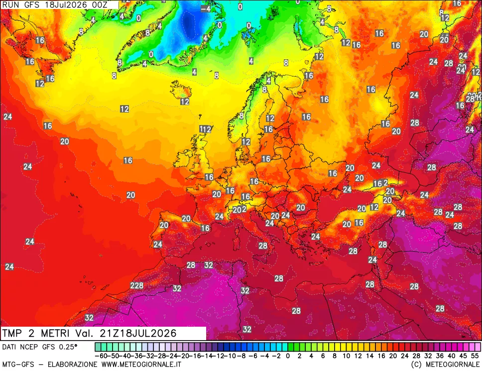 mappa Temp 2 metri