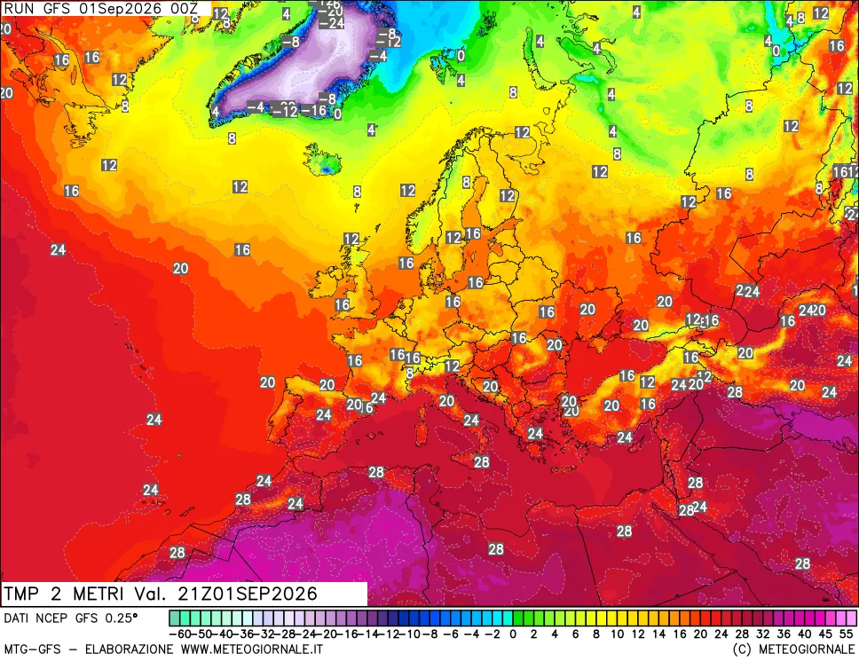 mappa Temp 2 metri