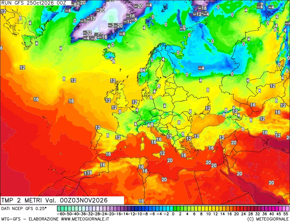 mappa Temp 2 metri