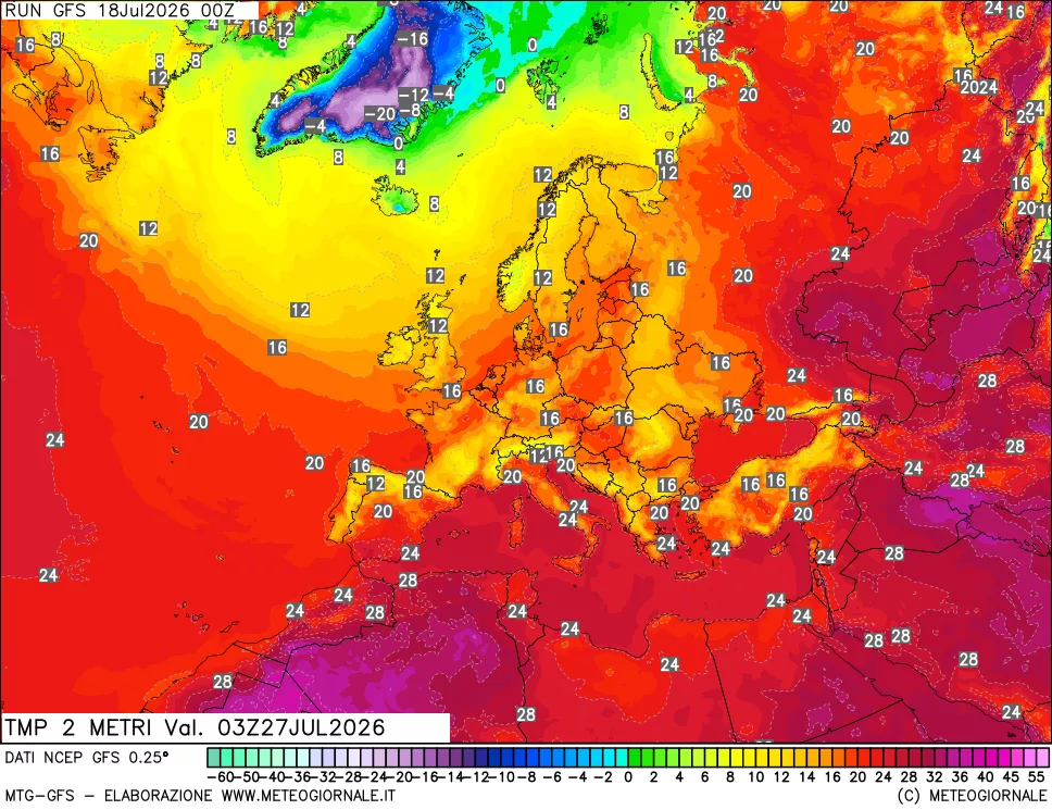 mappa Temp 2 metri