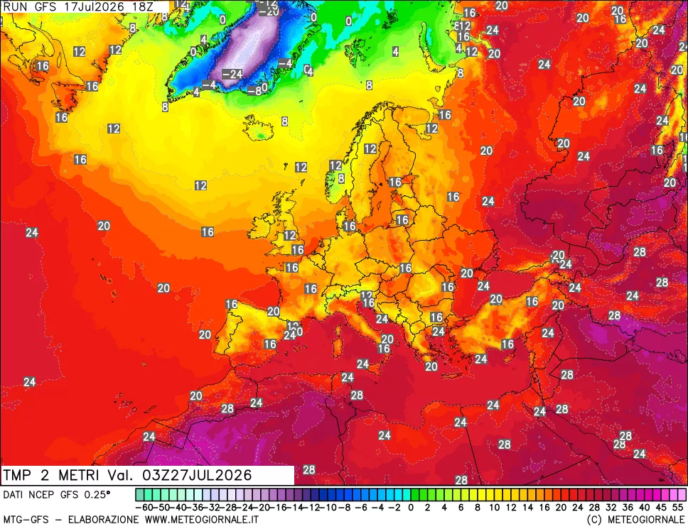 mappa Temp 2 metri