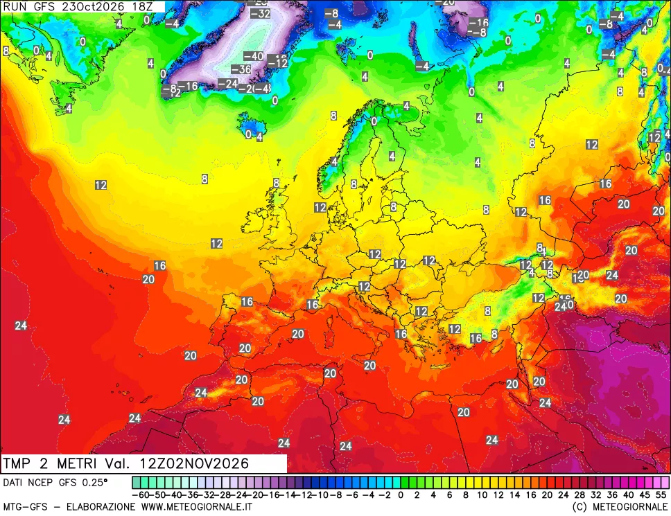 mappa Temp 2 metri
