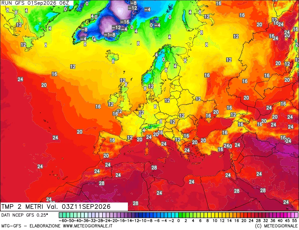 mappa Temp 2 metri