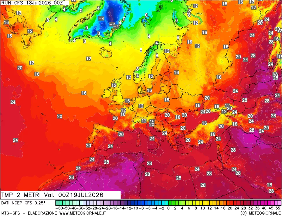 mappa Temp 2 metri