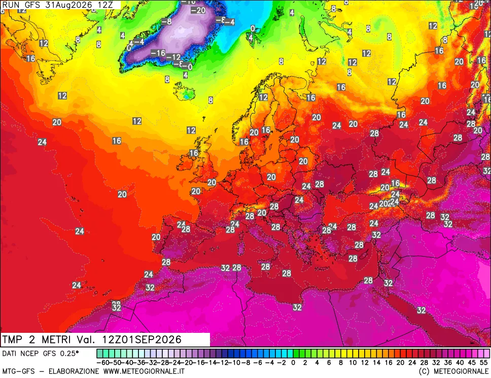mappa Temp 2 metri