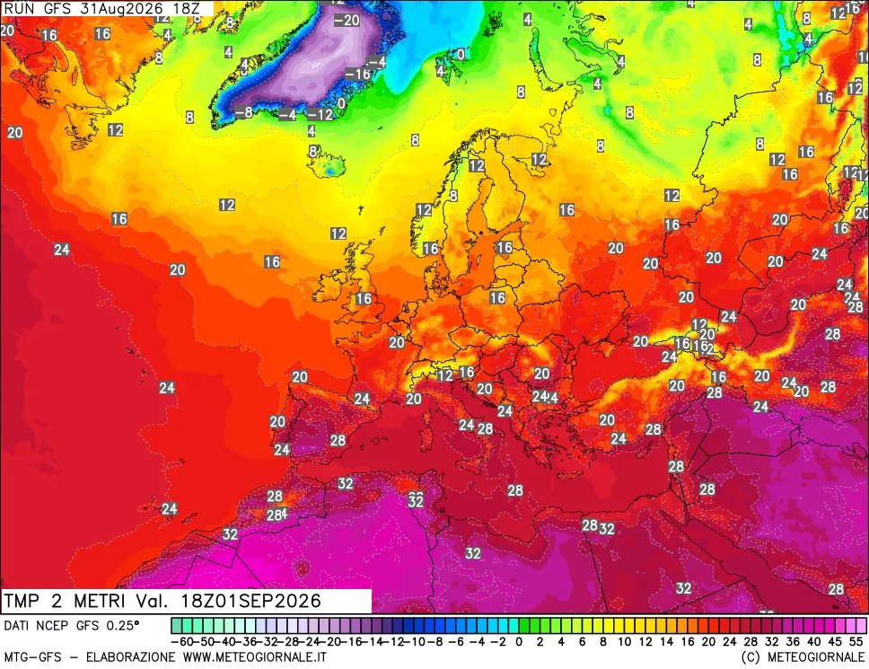 mappa Temp 2 metri