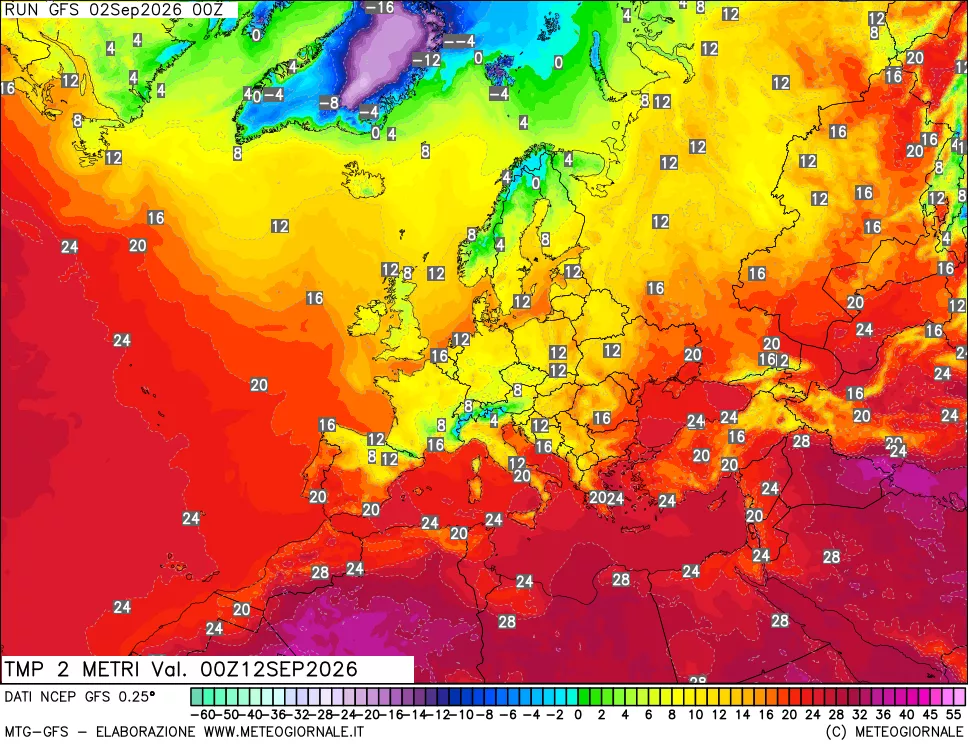 mappa Temp 2 metri