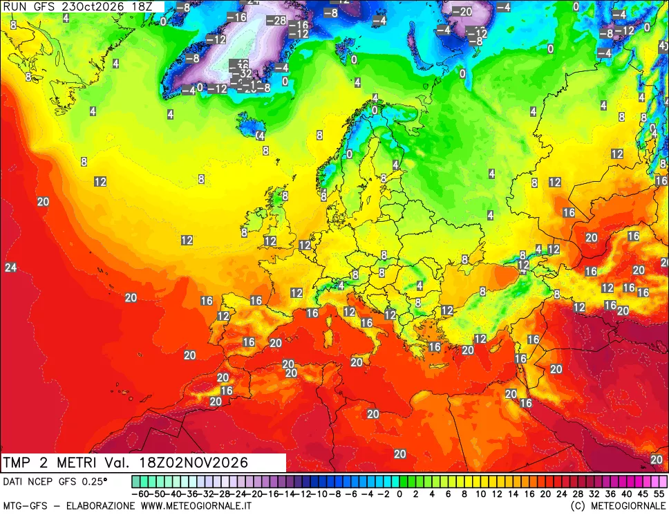 mappa Temp 2 metri