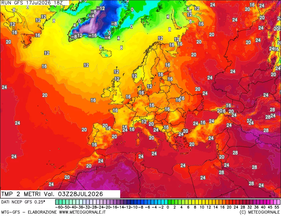 mappa Temp 2 metri