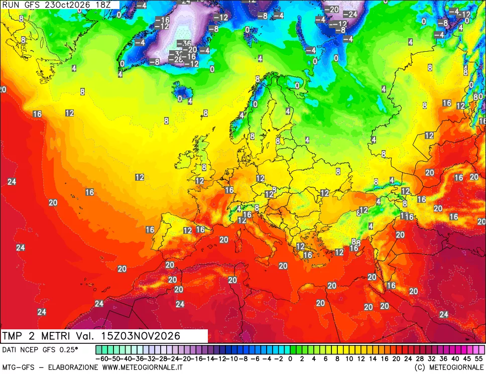 mappa Temp 2 metri