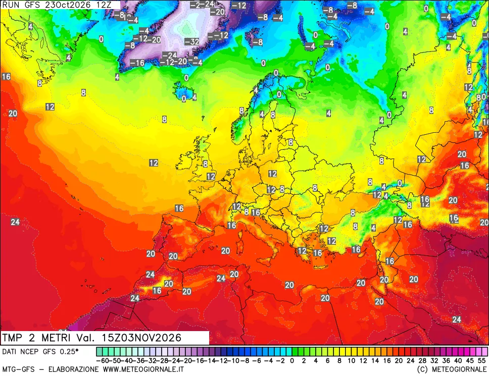mappa Temp 2 metri