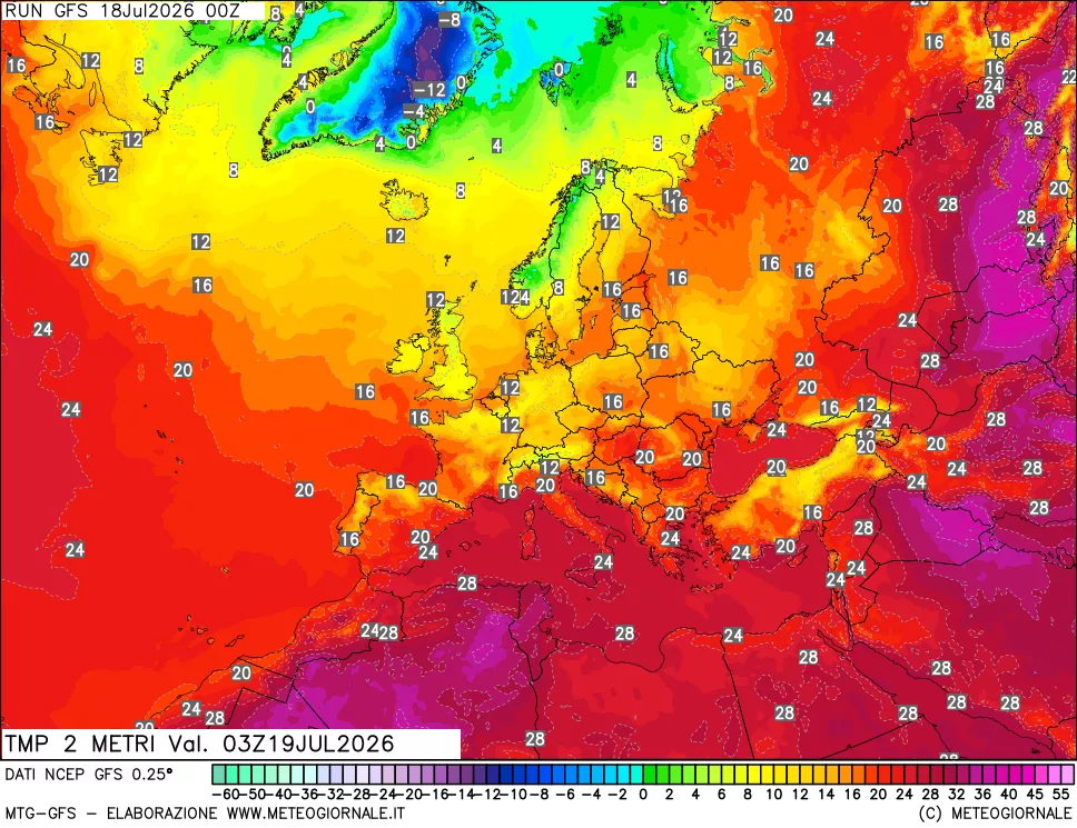 mappa Temp 2 metri