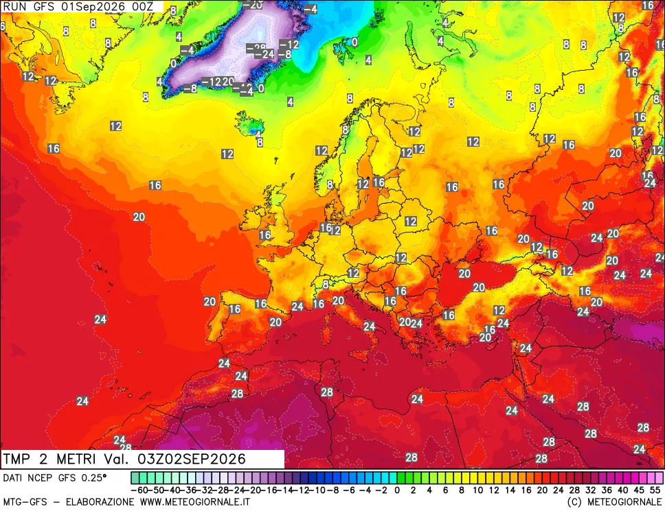 mappa Temp 2 metri