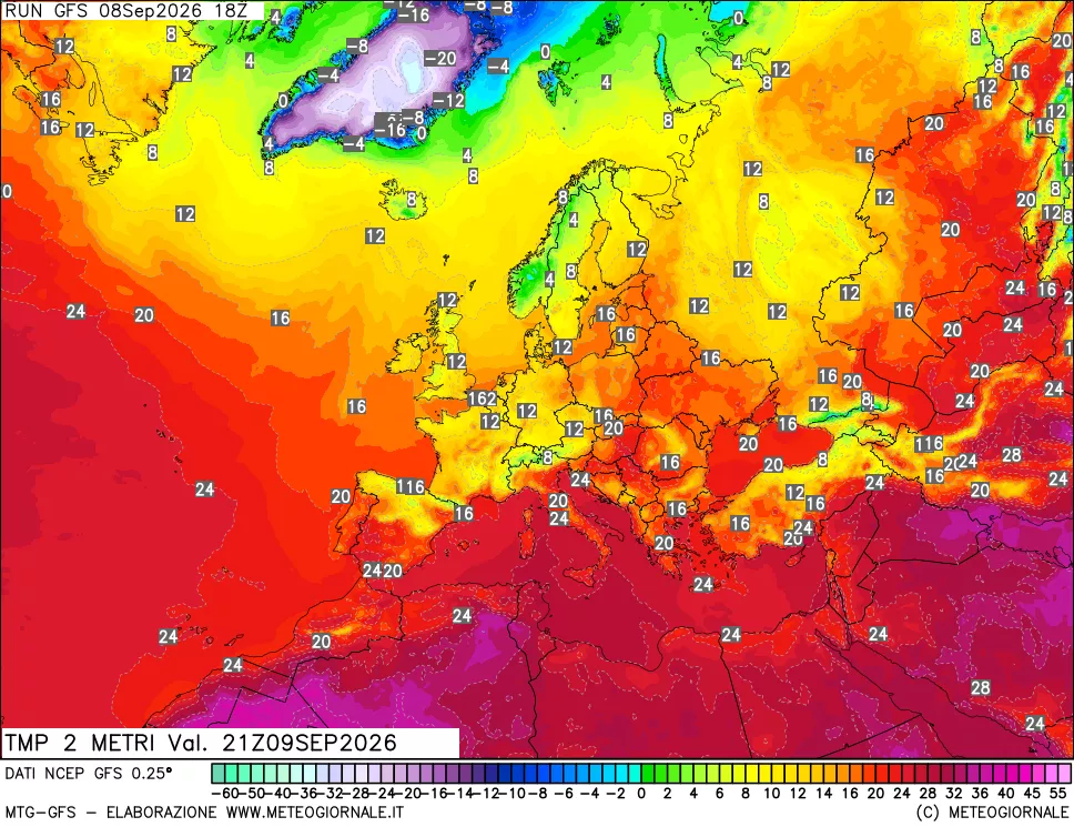 mappa Temp 2 metri
