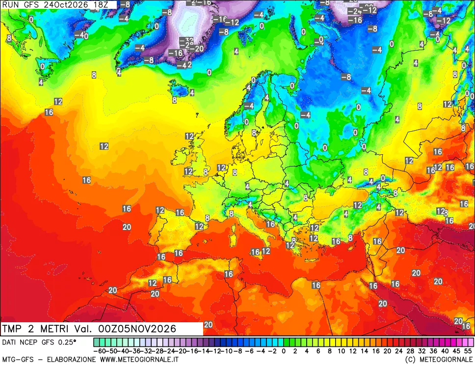 mappa Temp 2 metri