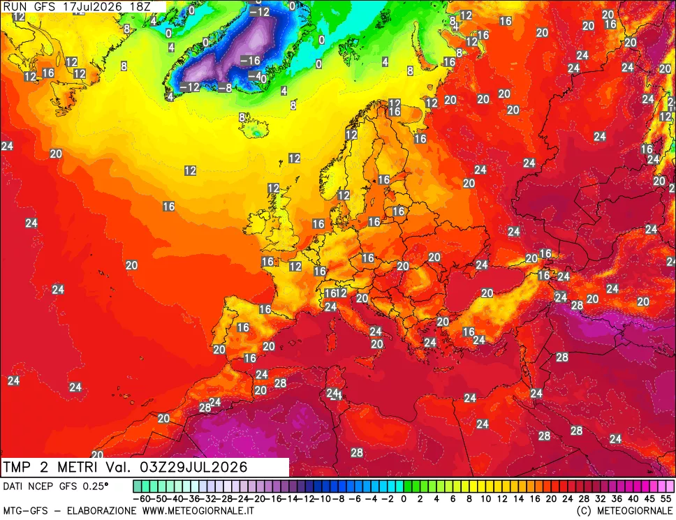 mappa Temp 2 metri
