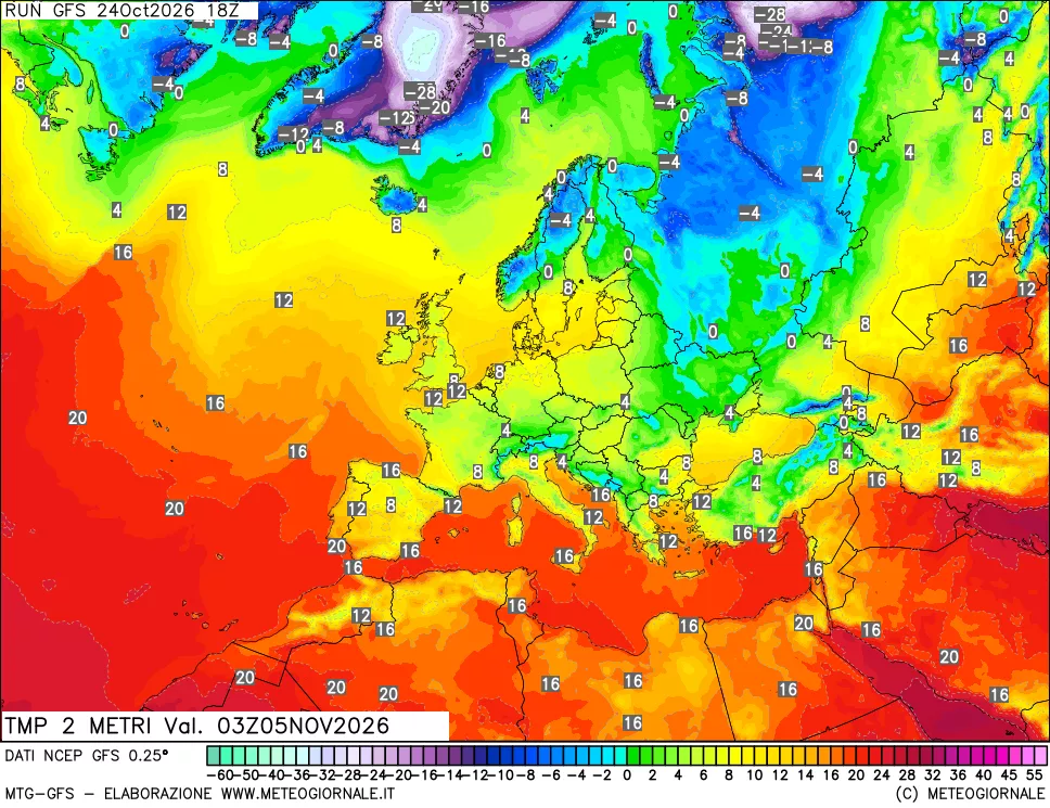 mappa Temp 2 metri