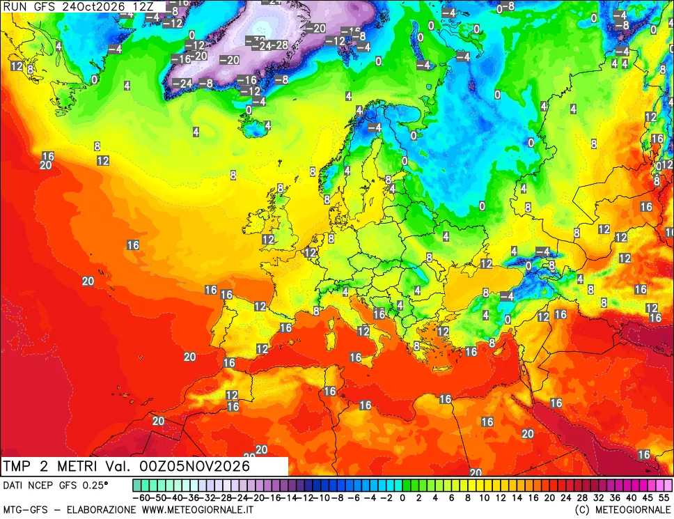 mappa Temp 2 metri