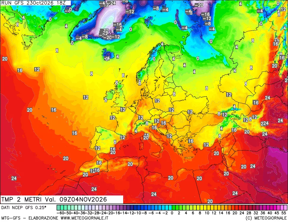 mappa Temp 2 metri