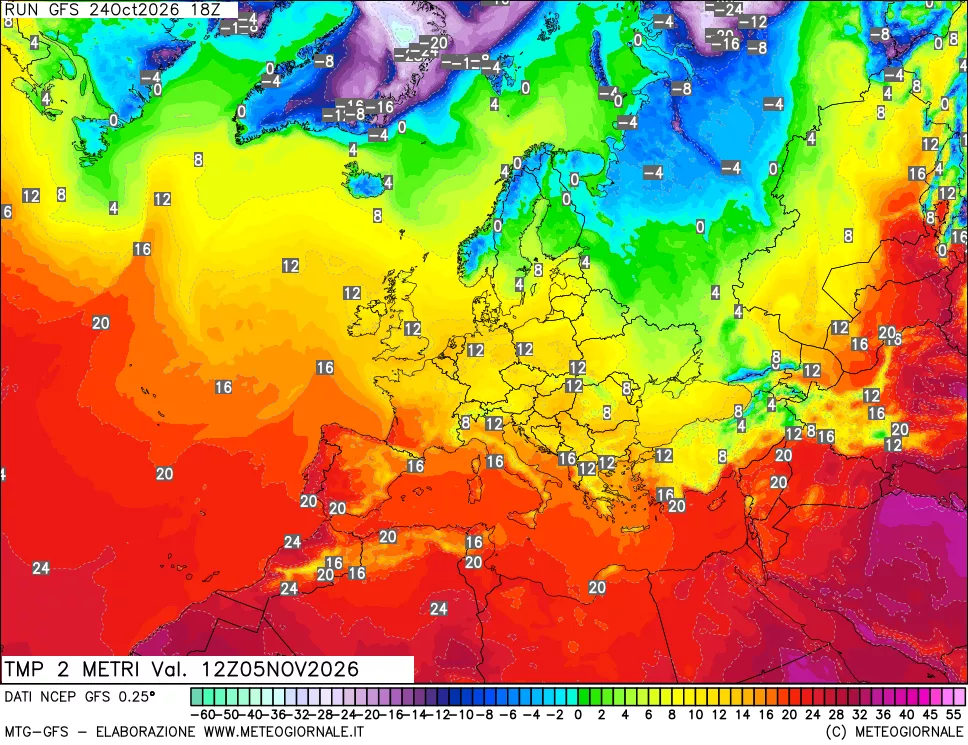 mappa Temp 2 metri