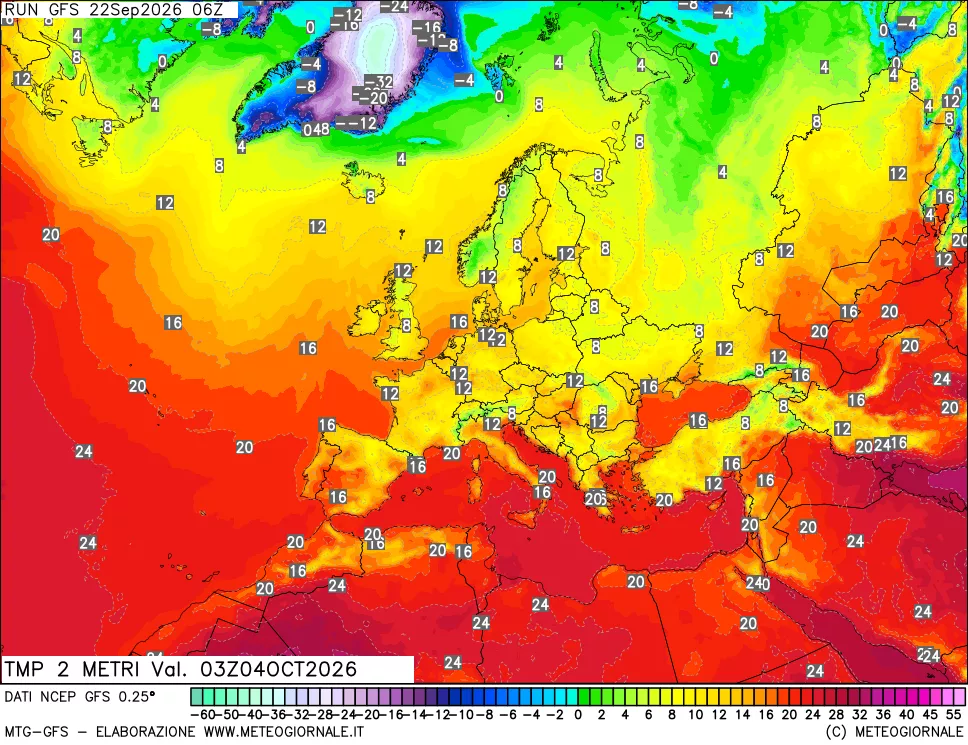 mappa Temp 2 metri