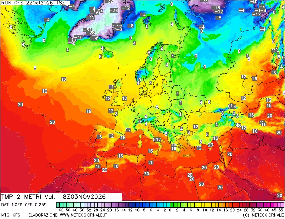 mappa Temp 2 metri