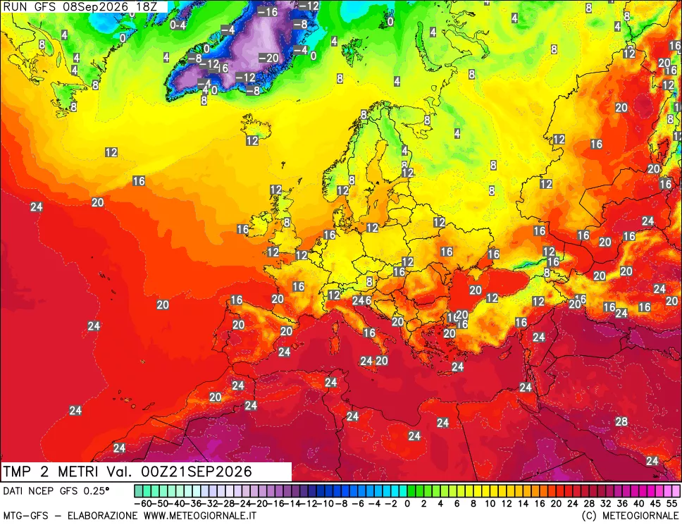 mappa Temp 2 metri