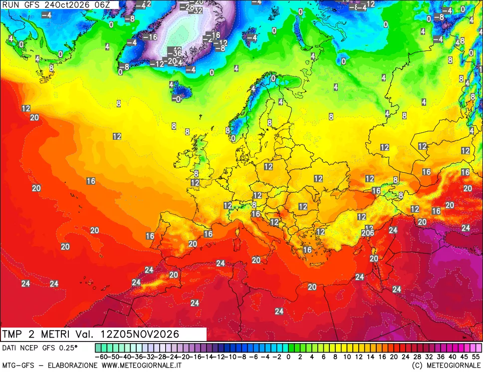 mappa Temp 2 metri