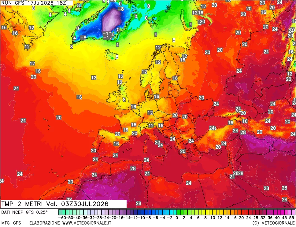 mappa Temp 2 metri