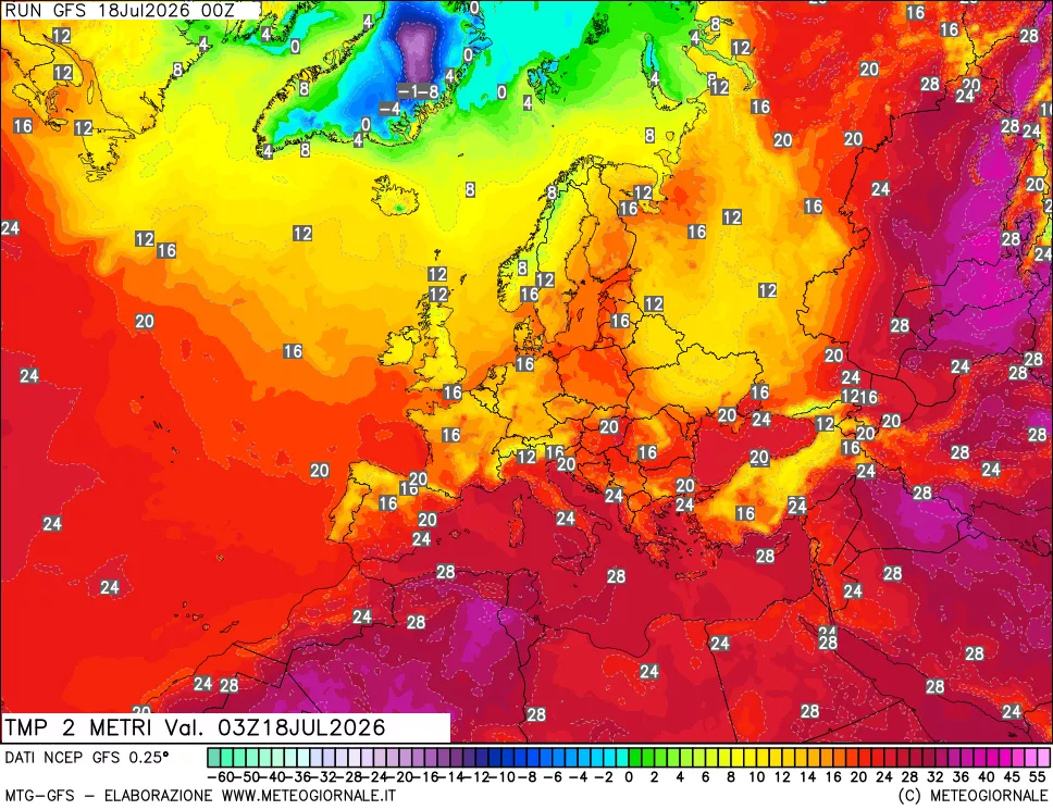 mappa Temp 2 metri