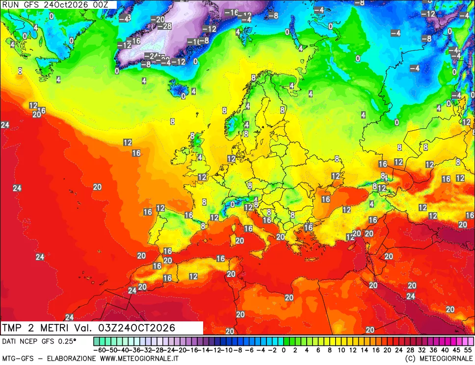 mappa Temp 2 metri