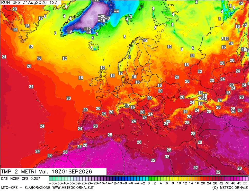 mappa Temp 2 metri