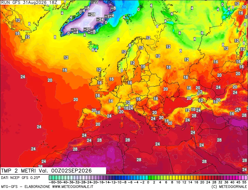 mappa Temp 2 metri