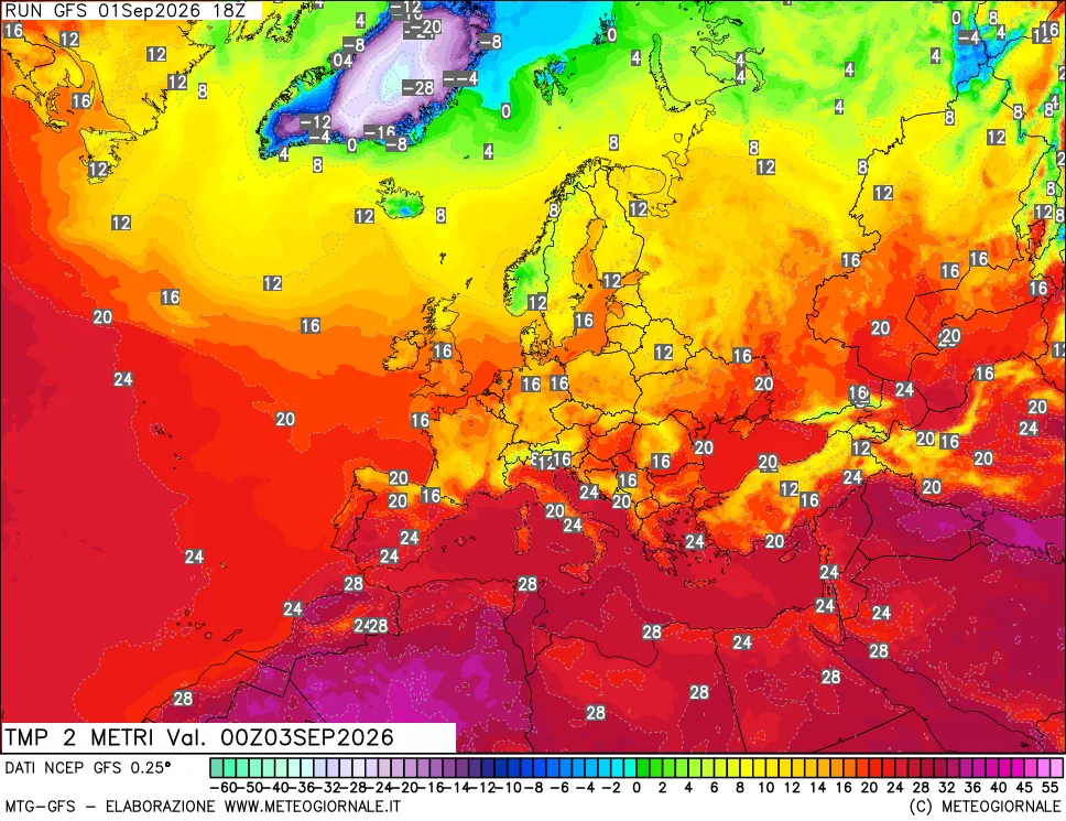 mappa Temp 2 metri