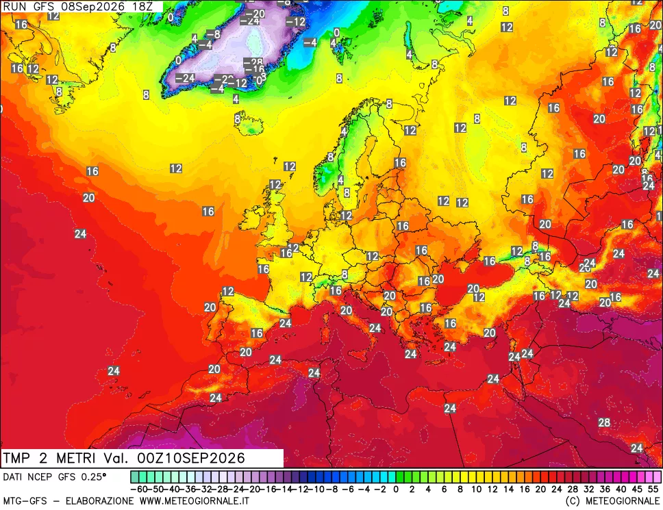mappa Temp 2 metri