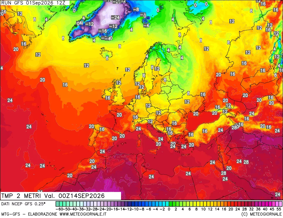 mappa Temp 2 metri